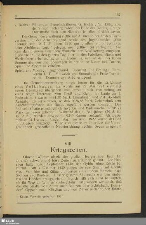 VIII. Kriegszeiten