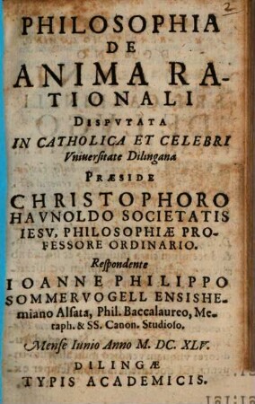 Philosophia De Anima Rationali