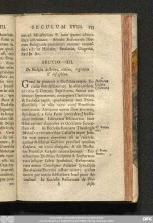 Sectio III. De Ecclesiae doctrina, ritibus, regimine & disciplina.