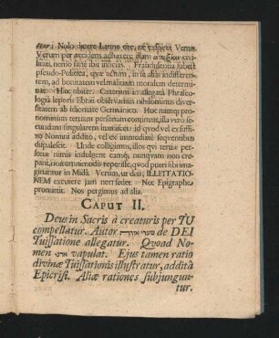Caput II. Deus in Sacris a creaturis per TU compellatur.