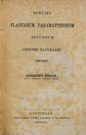 Species plantarum paramattensium secundum ordines naturales