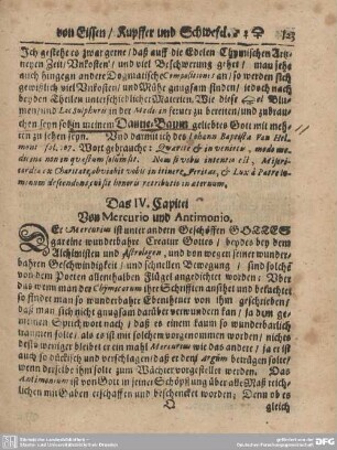 Das IV. Capitel. Von Mercurio und Antimonio.