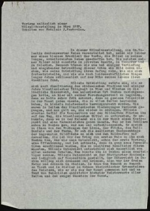 Vortrag anlässlich einer Hölzel-Ausstellung im März 1937.