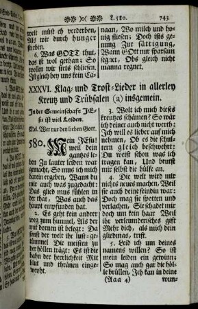 XXXVI. Klag- und Trost-Lieder in allerley Kreutz und Trübsalen