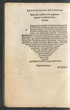 In Epistolam Ad Thessalonicenses posteriorem argumentum ...