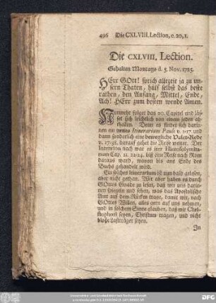 Die CXLVIII. Lection. Gehalten Montags d. 5. Nov. 1725.