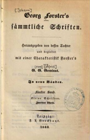 Georg Forster's sämmtliche Schriften : In neun Bänden, 5. Kleine Schriften ; 2
