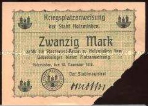 Holzminden, Notgeld, 20 Mark