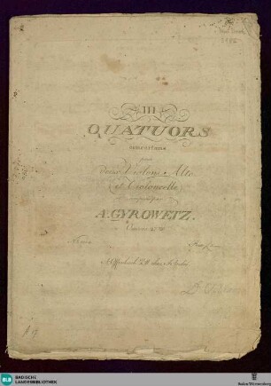 III Quatuors pour concertans : pour deux violons, alto et violoncelle; oeuvre 27me
