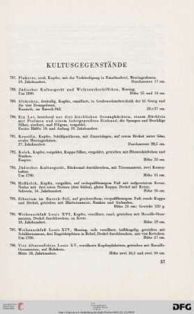 Kultusgegenstände (Nr. 787-802)