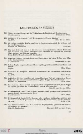 Kultusgegenstände (Nr. 787-802)