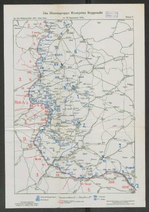 Skizze 3. Die Heeresgruppe Kronprinz Rupprecht am 28. September 1916.