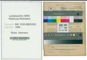 Entnazifizierung Hermann Ricks , geb. 18.08.1913 (Kaufmaennischer Angestellter)
