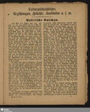 Culturgeschichtliches, Erzählungen, Gedichte, Anekdoten usw.