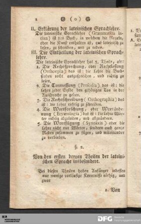 §. 2. Von den ersten dreyen Theilen der lateinischen Sprache insbesondere.