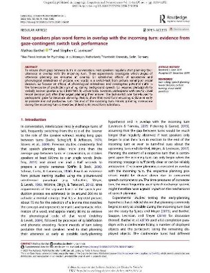 Next speakers plan word forms in overlap with the incoming turn: evidence from gaze-contingent switch task performance