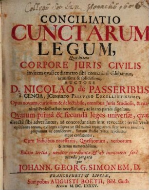 Conciliatio Cunctarum legum, quae in toto Corpore Iuris Civilis
