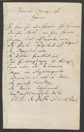 Friedrich Hölderlin (1770 - 1843) Autographen: Gedicht 'Zweite olympische Hymne' von Friedrich Hölderlin - BSB Autogr.Cim. Hölderlin, Friedrich