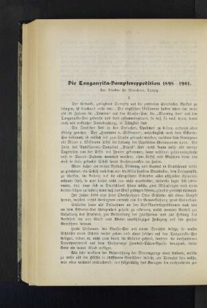 Die Tanganyita-Dampferexpedition 1898-1901.