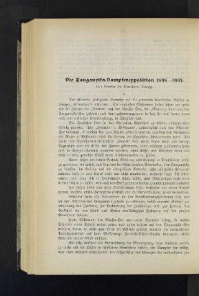 Die Tanganyita-Dampferexpedition 1898-1901.