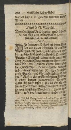 Das XVI. Capitel. Vom heiligen Predigamt; und insonderheit von dem schneeweissen priesterlichen Amt- und Ehren-Kleid.