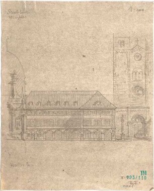 Fischer, Theodor; Würzburg, Münsterplatz; Sparkasse - Westseite (Ansicht)
