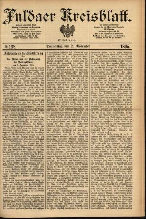 Erste Ausgabe vom Donnerstag, den 21. November 1895.