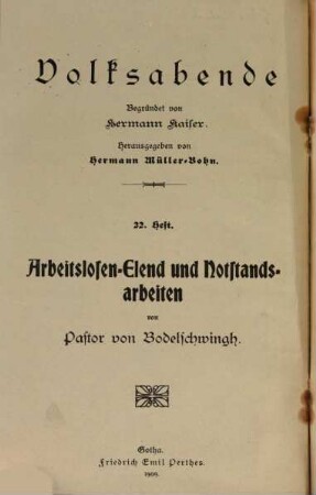 Arbeitslosen-Elend und Notstandsarbeiten