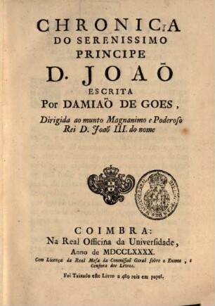 Chronica do Serenissimo Principe D. João