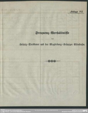 Anlage VI. Frequenz-Verhältnisse der Leipzig-Dresdener und der Magdeburg-Leipziger Eisenbahn