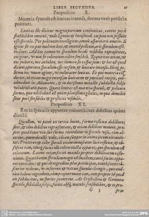 Propositio XI. Res in speculis apparere universaliter debilius quam directe.
