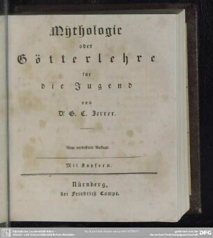 Mythologie oder Götterlehre für die Jugend