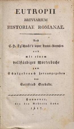 Eutropii Breviarium Historiae Romanae