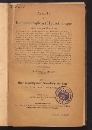 Über balneologische Behandlung der Lues