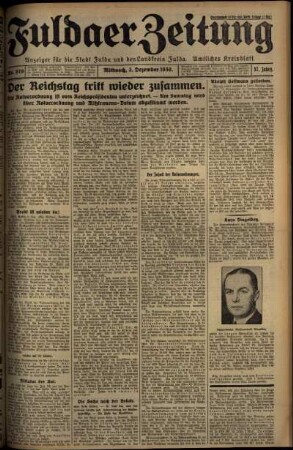 Erste Ausgabe vom Mittwoch, den 03. Dezember 1930.