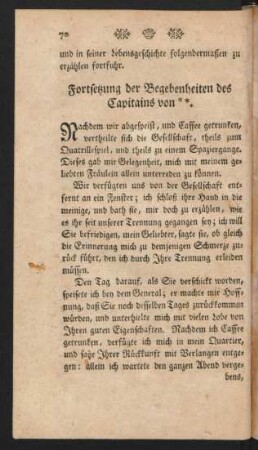 Fortsetzung der Begebenheiten des Capitains von **.