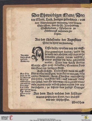 Des Ehrwirdigen Mans/ Doct. Marti. Luth. […]