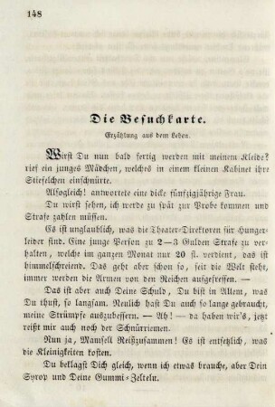Die Besuchkarte. Erzählung aus dem Leben