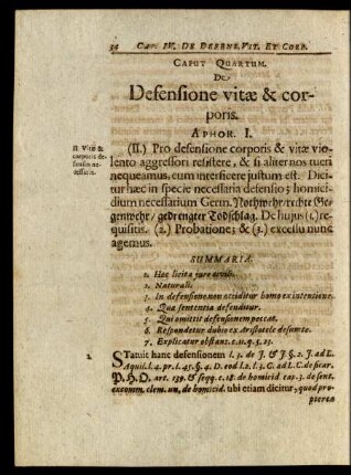 Caput Quartam. De Defensione vitae & corporis.