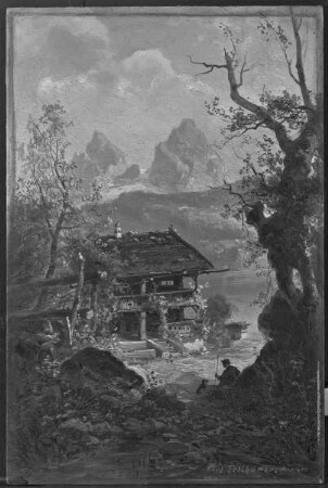 Bauernhaus am Gebirgssee