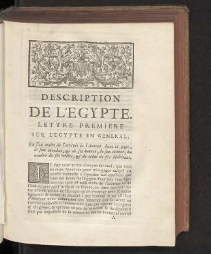 Lettre Premiere sur l'Egypte en General