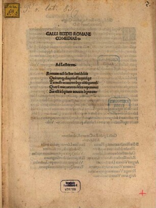 Galli Egidii Romani comediae
