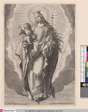 [Die gekrönte Madonna mit dem Kinde in Wolken]