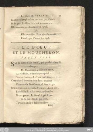 Le Boeuf Et Le Moucheron. Fable VIII.