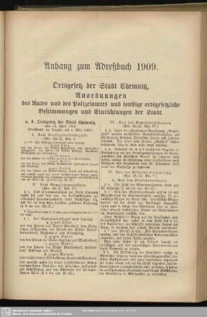 Anhang zum Adreßbuch 1909