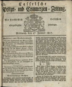 Nr. 3, Mittwoch, den 8ten Januar 1817