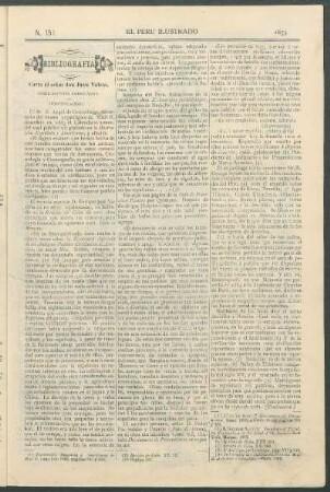 Bibliografía : Carta al señor don Juan Valera, sobre asuntos americanos. (Continuación.)