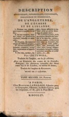 Description geographique, topographique, pittoresque, industrielle et commerciale, de l'Angleterre, de L'Écosse et de l'Irlande, 2,1