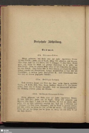 Dreizehnte Abtheilung. Crêmes