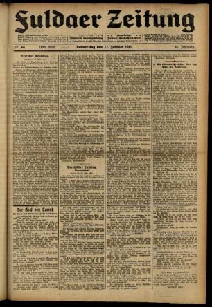 Erste Ausgabe vom Donnerstag, den 27. Februar 1913.